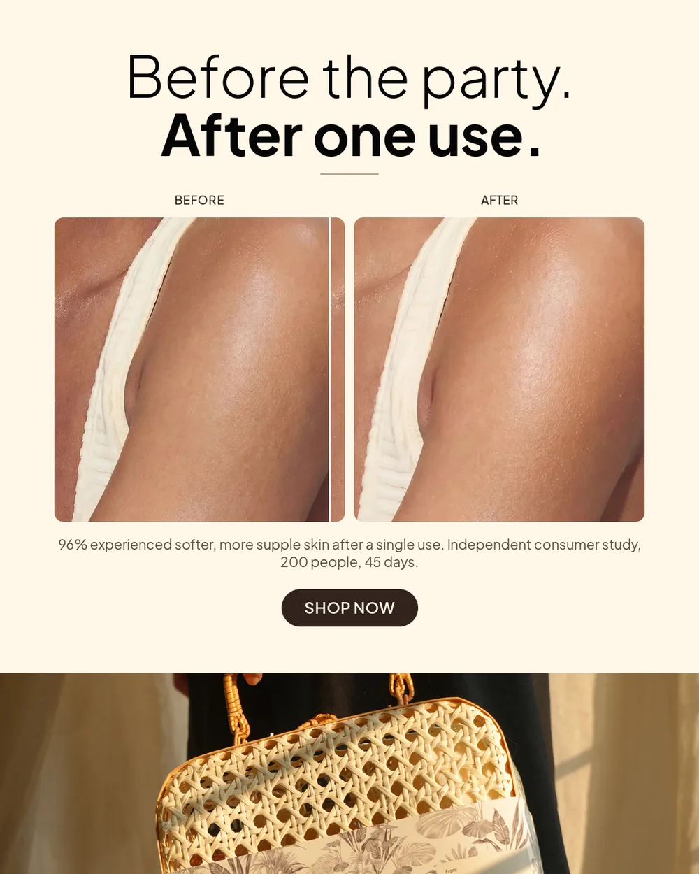 Before and after: softer, smoother skin after one use of CoBa’s Daughter Robusta coffee scrub