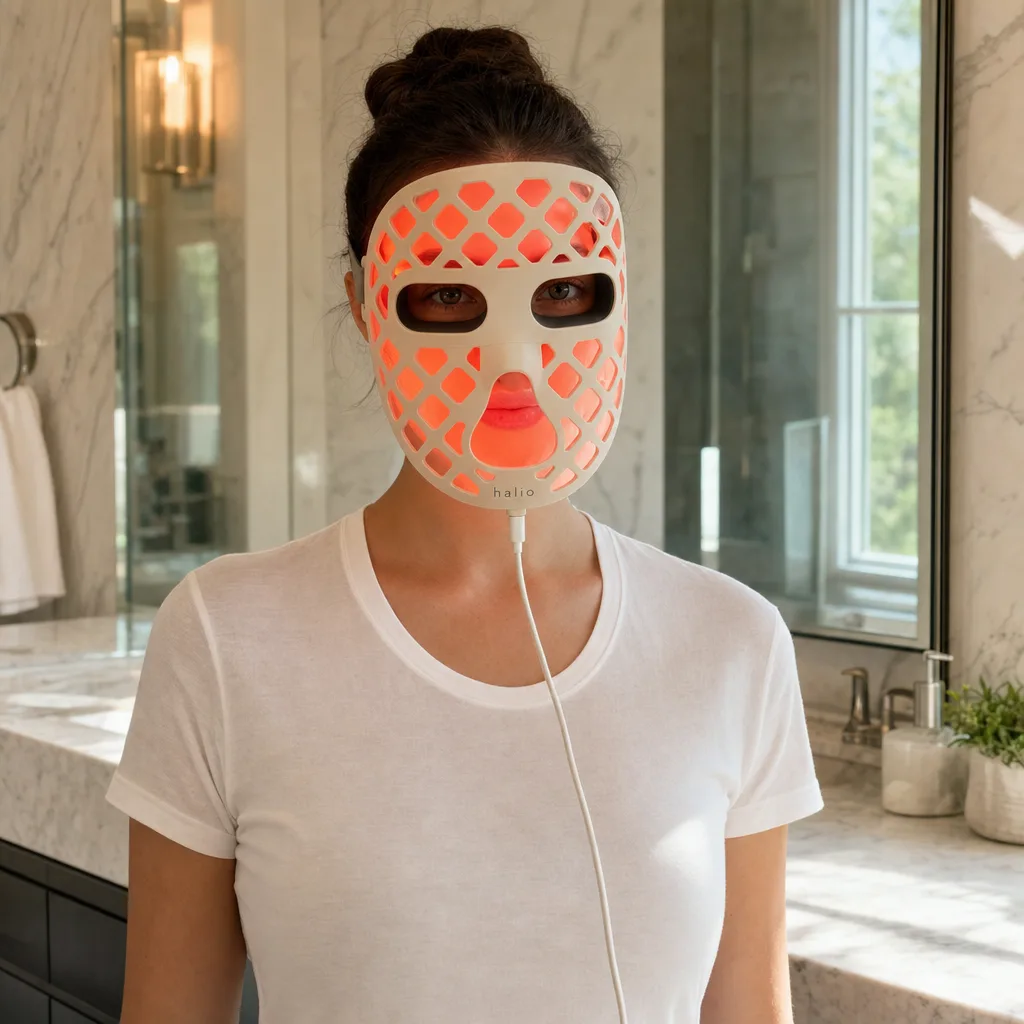 Woman in her late twenties wearing the PureGlow mask