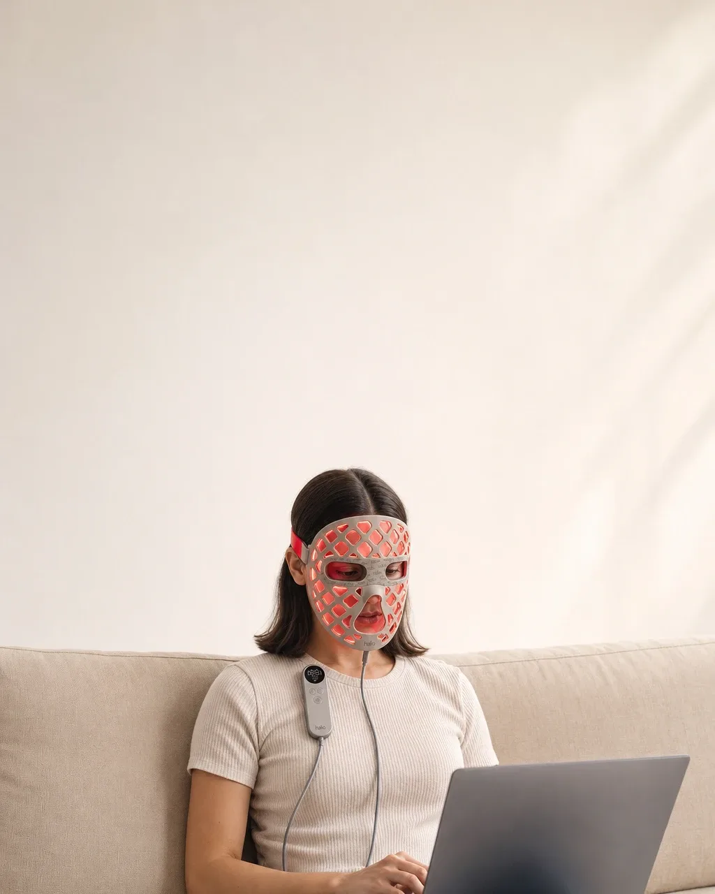 Halio PureGlow Ultralite Silicone LED Face Mask Pro, caps proof ladder pill footnote seated user