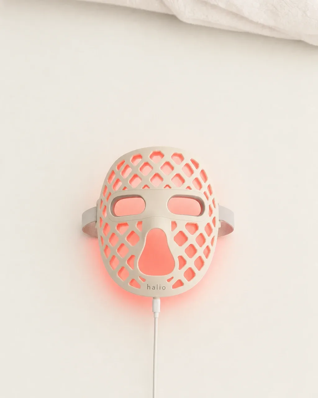 Halio PureGlow Ultralite Silicone LED Face Mask, cream field floating frontal mask red underglow